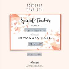 Special Teacher Award Certificate Template Editable In Word