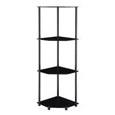 Convenience Concepts Designs2go Classic 4 Tier Corner Shelf Black Glass