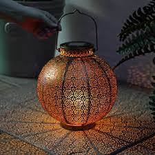 Antique Brass Moroccan Solar Lantern