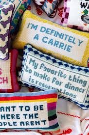 needlepoint pillows are coming back all