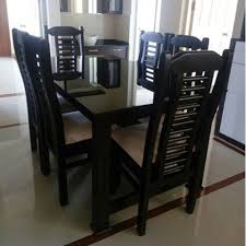 6 Seater Brown Wooden Dining Table Set