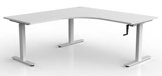 This convenient desk is the perfect addition to your office corner. Agile Corner Manual Height Adjustable Standing Desk White Frame Office Stock