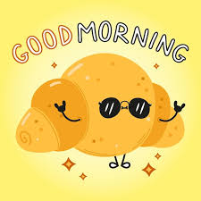 cute funny croissant good morning card