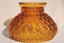 Vintage Amber Glass Lamp Shade Quilted