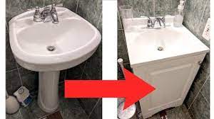 replace a pedestal sink with a vanity