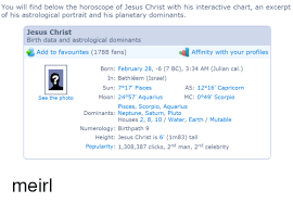 You Will Find Below The Horoscope Of Jesus Christ With His