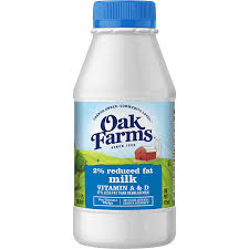 2 reduced fat milk plastic pint oak