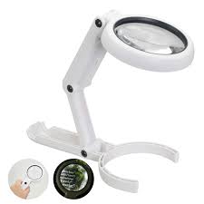 Yoctosun Magnifying Glass With Light Hands Fee Desktop Magnifier With 5x And 11x Magnification 8 Bright Led Lights And Foldable Handle Ideal For