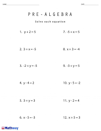 Pre Algebra Equations Worksheets