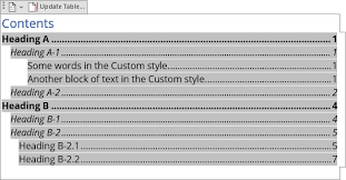 create table of contents for non