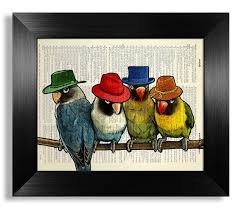 Hipster Parrot Art Funny Bird Art Print
