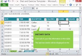 Diet And Exercise Goal Tracking Template For Excel 2013