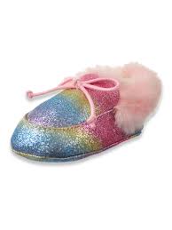 First Steps By Stepping Stones Baby Girls Rainbow Glitter Slipper Booties