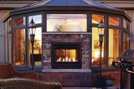 double sided gas fireplace indoor