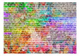 wall mural rainbow wall brick