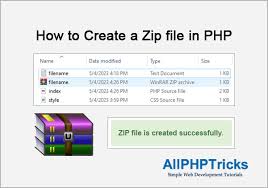how to create a zip file in php all