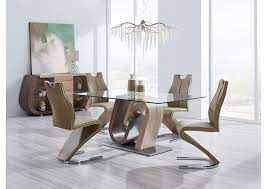 Channing glass top accent table chrome. Brown Walnut Glass Top Dining Table W 4 Dining Chairs Furniture House Dover Nj