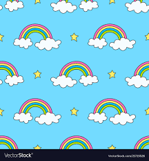 rainbows stars and clouds vector image