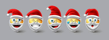 Navidad santa emoji vector set. emojis santa claus con colección de iconos de sombrero rojo aislado en fondo blanco para elementos de diseño de personajes de invierno de navidad. ilustración vectorial. 4864691