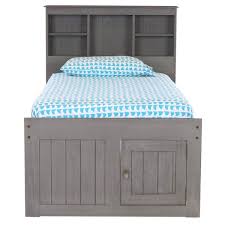 Os Home And Office Furniture Model 83220k12 22 Solid Pine Twin Captains Bookcase Bed With 12 Underbed Drawers In Charcoal Gray