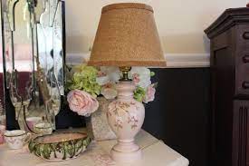Vintage Pink Bristol Lamp With Shade