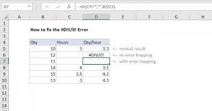 fix the div 0 error excel formula
