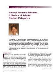 Enteral Formula Selection A Review Of Selected Product
