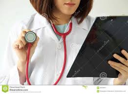 Female Doctor Reading A Patient Treatment Chart Stock Image