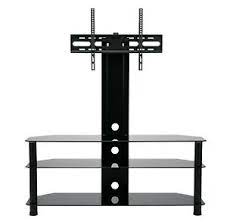 tv stand with swivel mount black glass