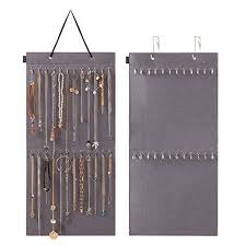 Afuower Jewelry Organizer Hanging Necklace Storage Holder For Girl Women 24 Hooks Organizer For Holding Jewelries 1 Pack Gray