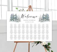 Winter Wedding Seating Chart Welcome Sign Winter Woodland Forrest Editable Template Printable Diy Pdf Jpeg File 24x36