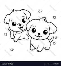 coloring page outline of cute puppy