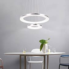 Chying Modern Led Pendant Light With Acrylic Shade 2 Ring 30w Cool White 6500k Ceiling Light 2400lm Chandelier Adjustable Pendant Hanging Light Fixture For Kitchen Island Living Dining Room Restaurant Amazon Com