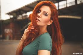 women redhead green eyes pierced
