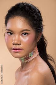 fashion young thin asian woman tan skin