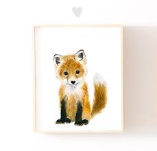 Fox Painting Fox Nursery Prints Fox Art