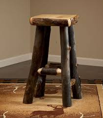rustic hand led aspen log bar stool