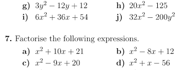 factorising algebraic expressions
