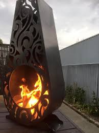 Stunning Corten Outdoor Fireplace Fire
