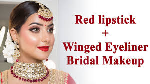 bridal makeup for a red lehenga bride