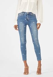Skinny Ankle Grazer Jeans With Embroidery In Coachella