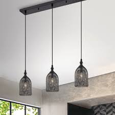 Shop Marvin Matte Black 3 Light Metal Bell Shades Linear Pendant Light With Clear Crystals Design Overstock 31828128