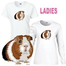 Details About Guinea Pig Tri Color Cute Pet Graphic Ladies Short Long Sleeve White T Shirt
