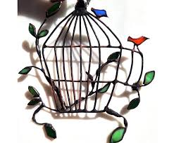 Caged Bird Wall Decor Cage Stained