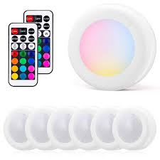 2020 Wireless Rgb Led Puck Lights Kitchen Led Under Cabinet Lighting With Remote Control Dimmable Torch Night Lights For Wardrobe Stair Hallway From Cxwonled 6 39 Dhgate Com