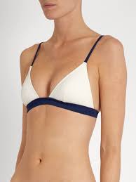 Solid Striped The Morgan Bikini Top Womens Cream Clothing