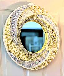 Gold Silver Art Mirror Sparkly Round