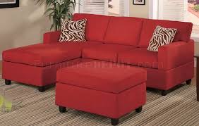 small sectional sofa in red microfiber