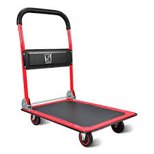 Push Cart Dolly By Wellmax Moving Platform Hand Truck Foldable For Easy Storage And 360 Degree Swivel Wheels With 330lb Weight Capacity Red Color