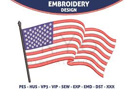American Usa Flag Embroidery Design Hus Vp3 Exp Vip Pes Dst Emd Sew Format Files 4th Fourth Of July Independence Day